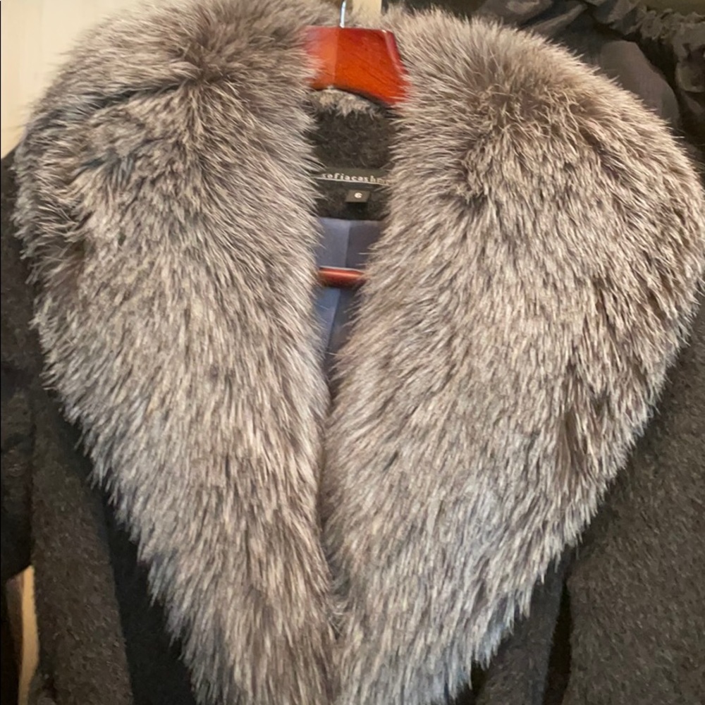 Sofia Cashmere Fox Fur Wool Blend Coat